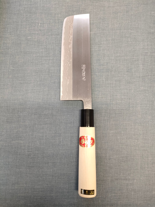 Hidari Yorimitsu | Nishigata Nakiri 165mm | Carbon Steel Damascus
