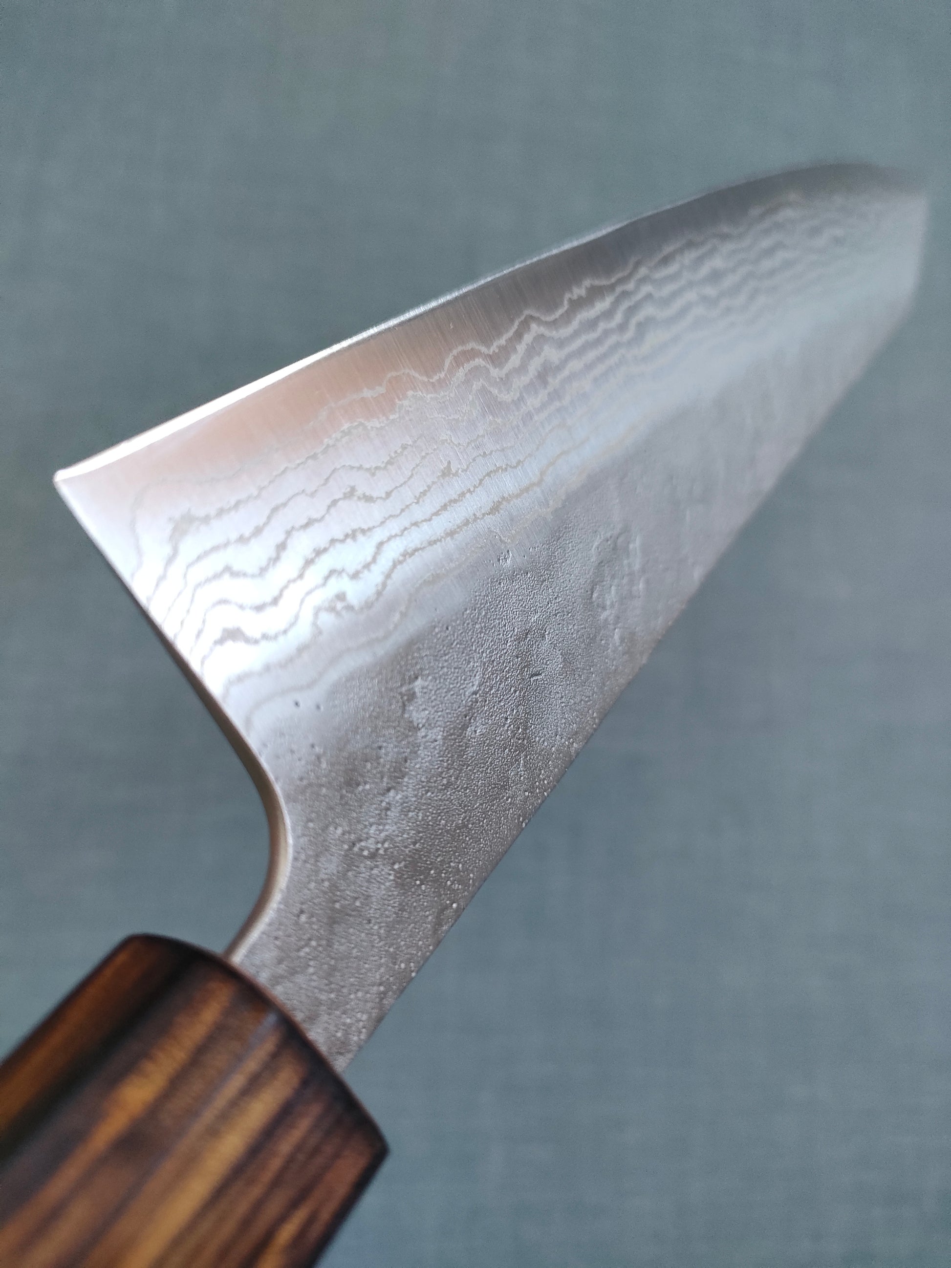 Tsunehisa | 440C Damascus Tsuchime | Guyto 210mm | Oak Baikoku