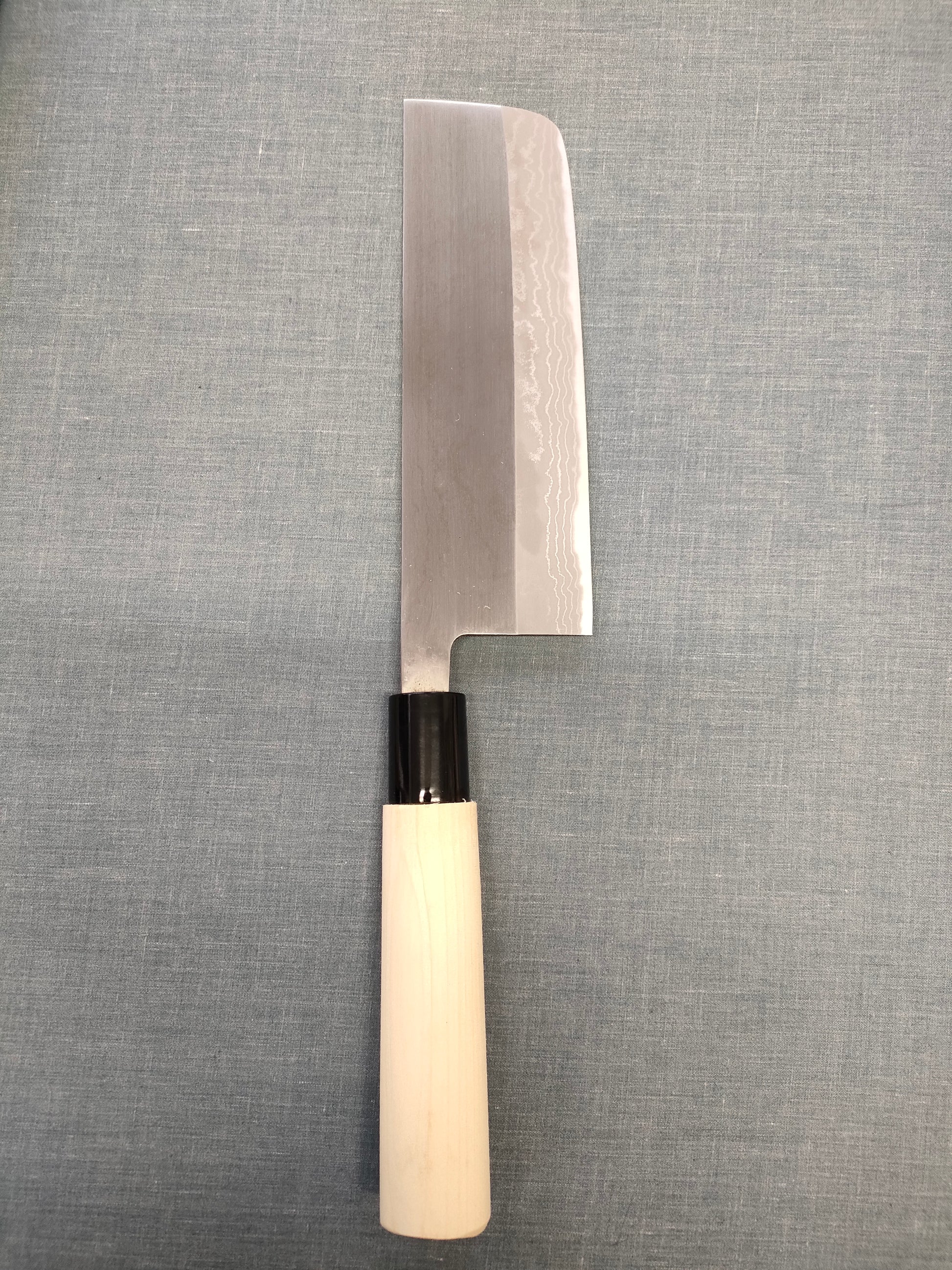Hidari Yorimitsu | Nishigata Nakiri 165mm | Carbon Steel Damascus