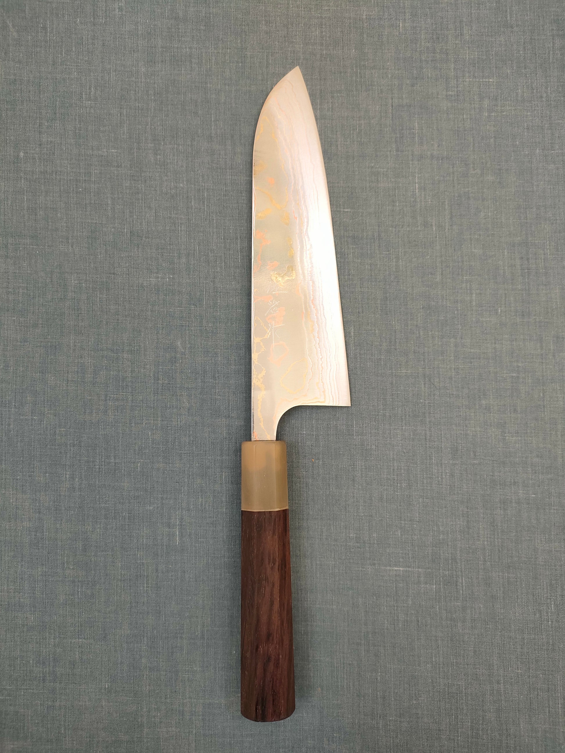 Saji Knives | Santoku 180mm | Rainbow Damascus | Aogami 2 | Rosewood White Horn