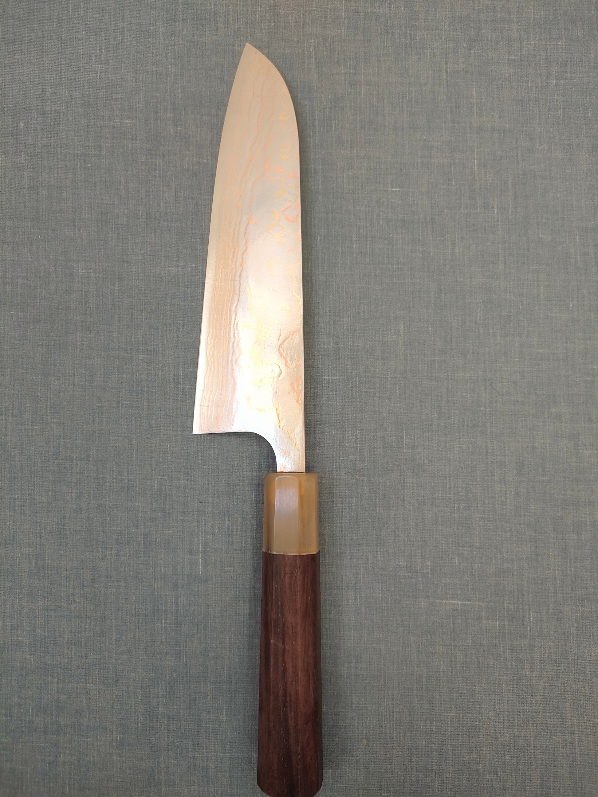 Saji Knives | Santoku 180mm | Rainbow Damascus | Aogami 2 | Rosewood White Horn