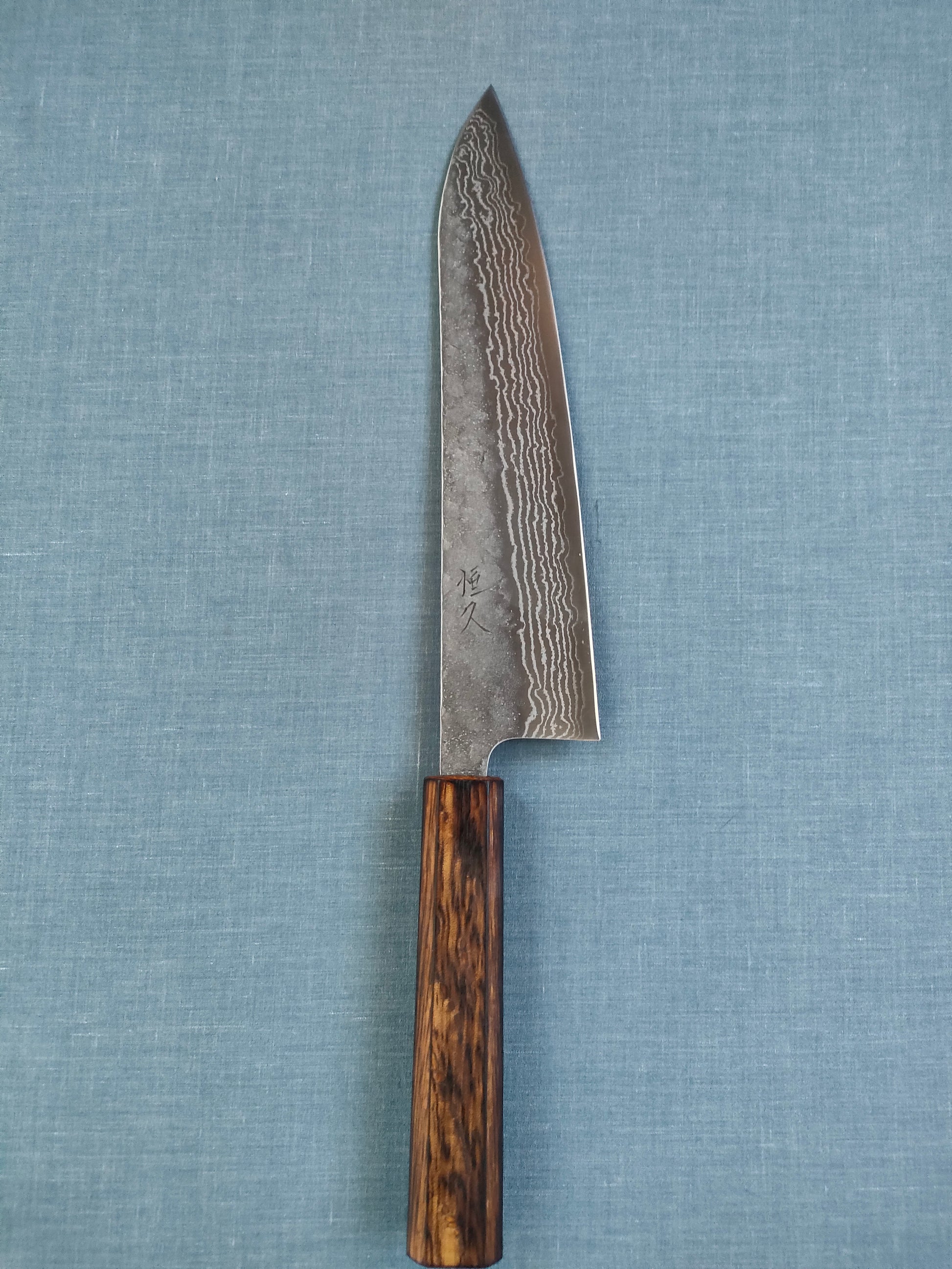 Tsunehisa | 440C Damascus Tsuchime | Guyto 210mm | Oak Baikoku