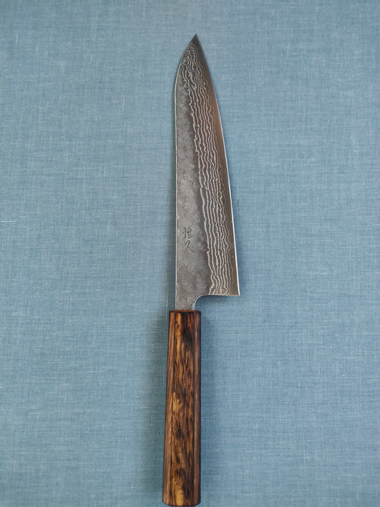 Tsunehisa | 440C Damascus Tsuchime | Guyto 210mm | Oak Baikoku
