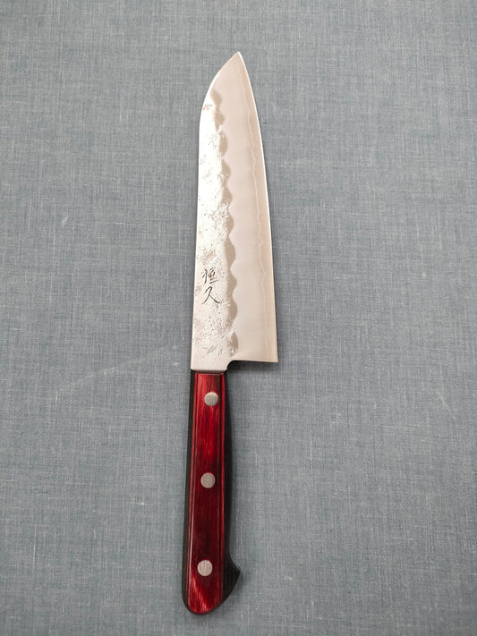 Tsunehisa | Ginsan 3 Nashiji | Santoku 180mm | Red Pakka