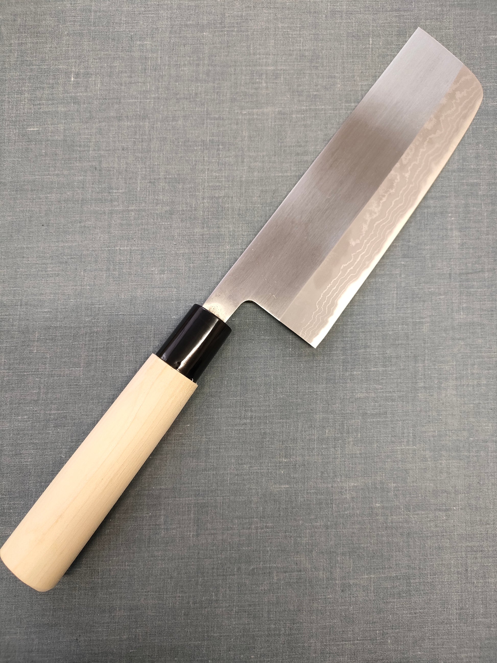 Hidari Yorimitsu | Nishigata Nakiri 165mm | Carbon Steel Damascus